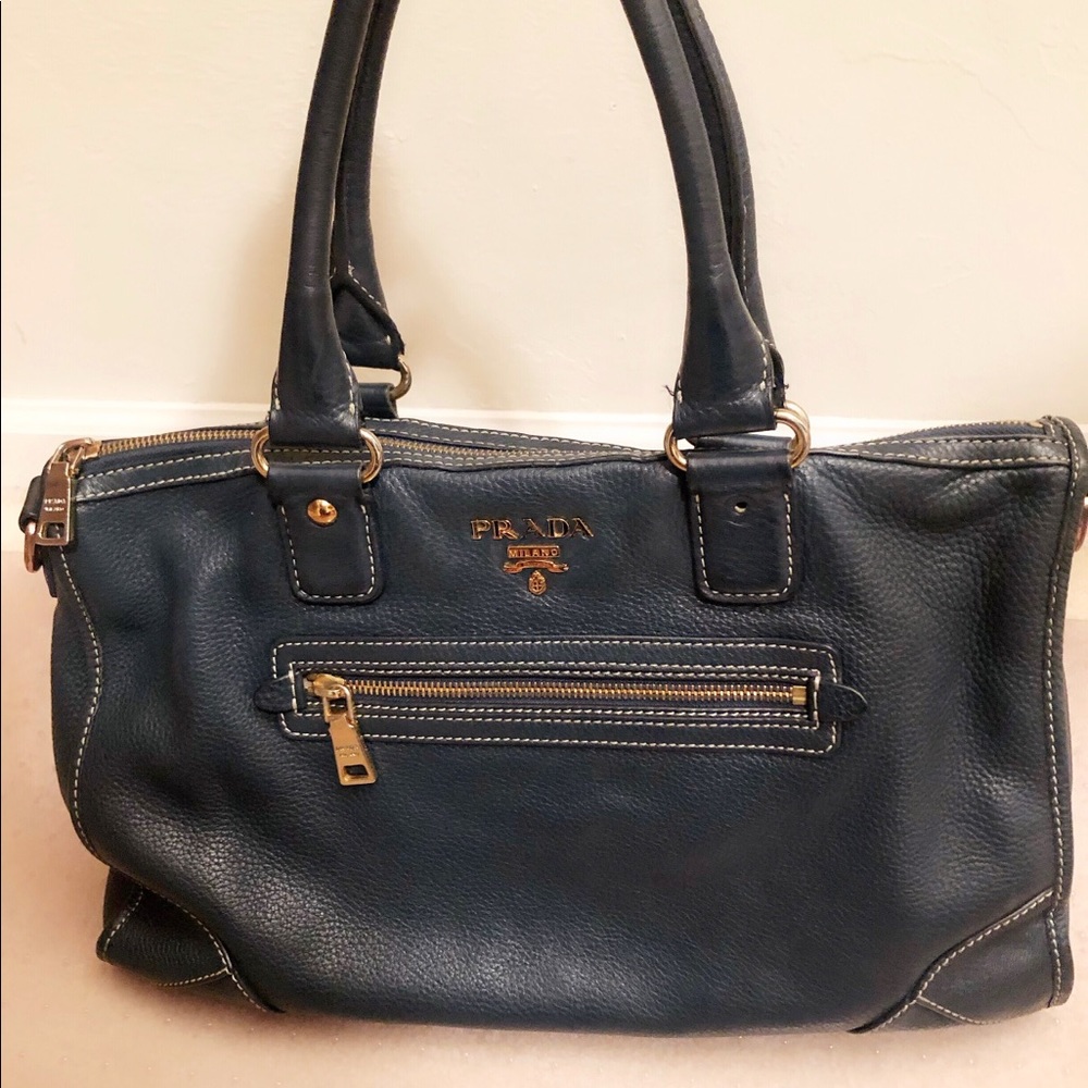 PRADA Bauletto Vitello Daino in Cobalto